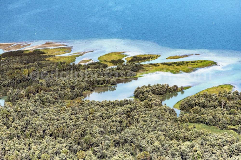 Aerial photograph Chiemsee - Estuary of the Tiroler Ache in Uebersee in Bavaria. It rises at the Thurn Pass and flows into the Chiemseeat Grabenstaett