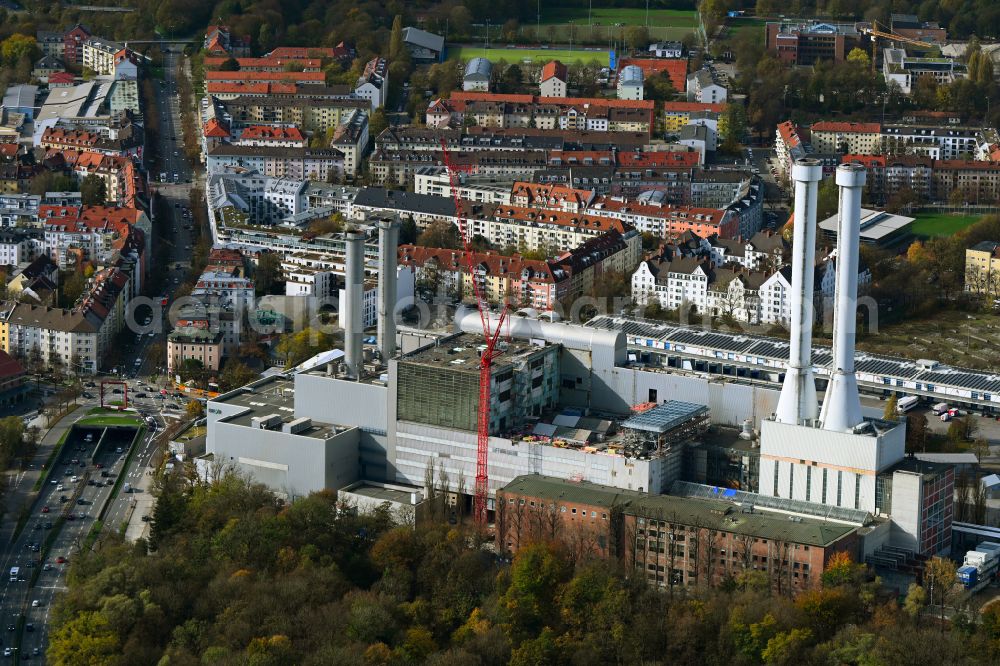 Aerial image München - Power plants of the Suedheizkraftwerk at Schaeftlarnstrasse in Munich Sendling in the state of Bavaria