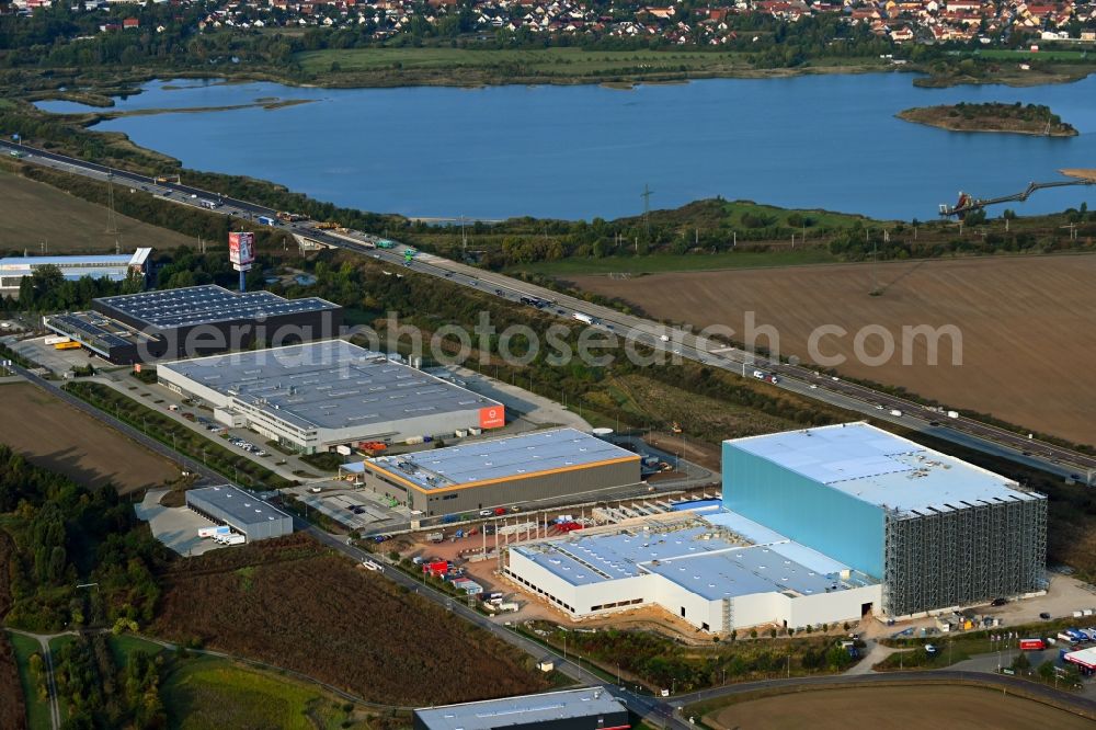 Magdeburg from above - Construction site for a warehouse and forwarding building EGLO on Stegelitzer Strasse in the district Gewerbegebiet Nord in Magdeburg in the state Saxony-Anhalt, Germany