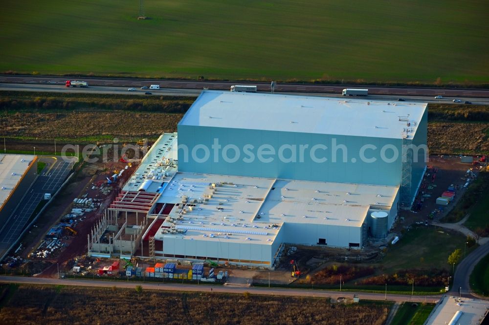 Aerial image Magdeburg - Construction site for a warehouse and forwarding building EGLO on Stegelitzer Strasse in the district Gewerbegebiet Nord in Magdeburg in the state Saxony-Anhalt, Germany