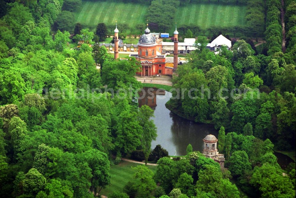 Aerial image Schwetzingen - Mosque in the castle garden Schwetzingen in Baden-Wuerttemberg