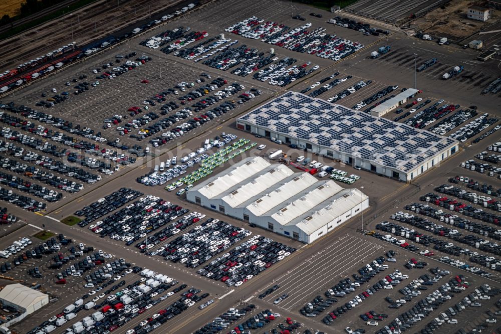 Aerial photograph Kippenheim - Parking and storage space for automobiles of MOSOLF Logistics & Services GmbH on Freimatte in Kippenheim in the state Baden-Wurttemberg, Germany