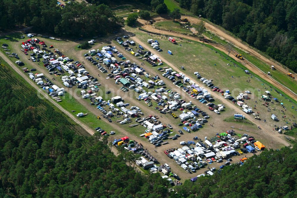 Biesenthal from the bird's eye view: Motocross race track MC Klosterfelde e.V. in Biesenthal in the state Brandenburg, Germany