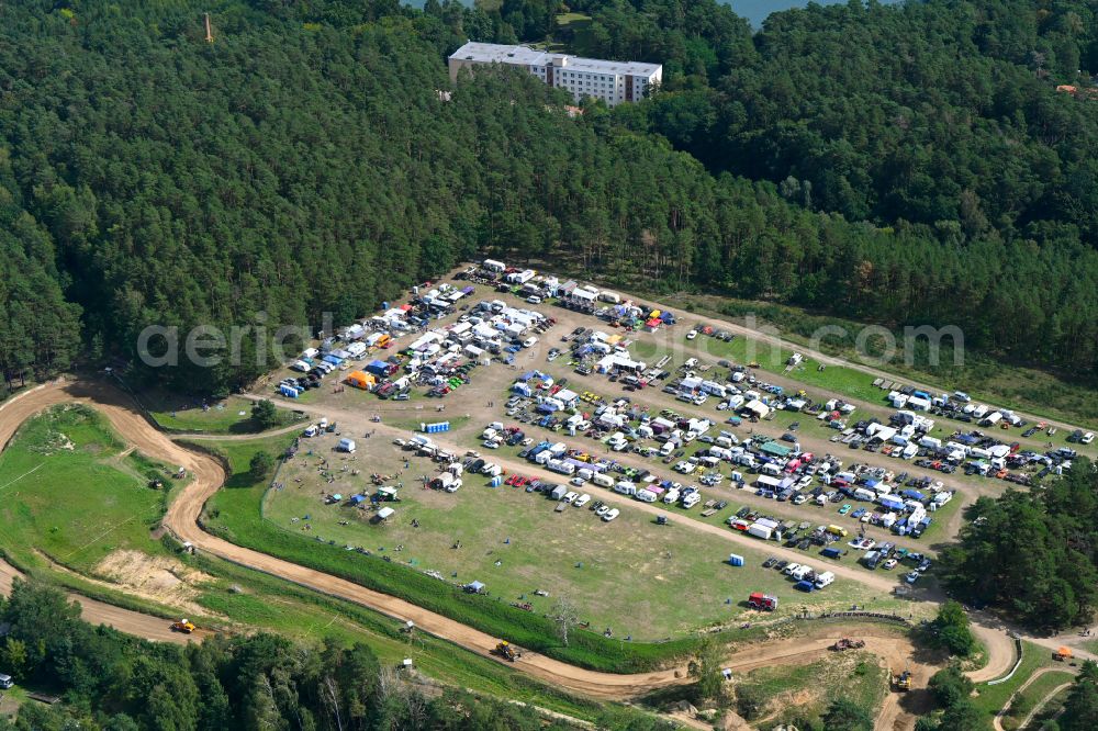 Biesenthal from the bird's eye view: Motocross race track MC Klosterfelde e.V. in Biesenthal in the state Brandenburg, Germany