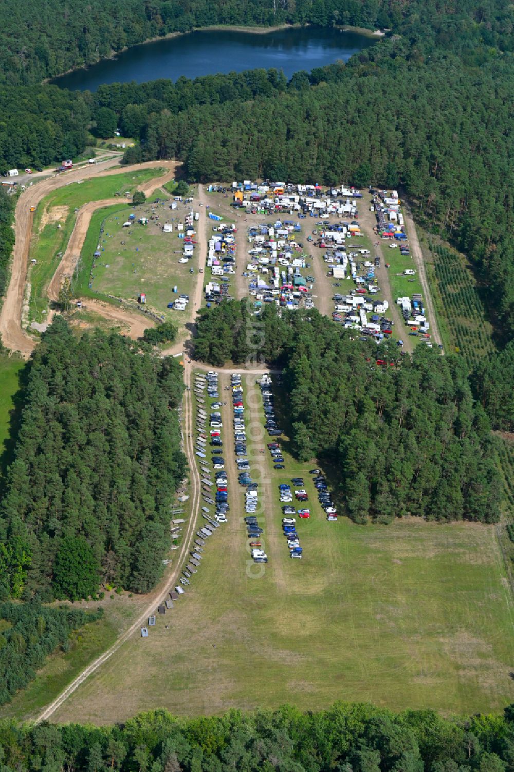 Biesenthal from above - Motocross race track MC Klosterfelde e.V. in Biesenthal in the state Brandenburg, Germany