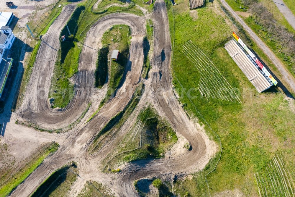 Teutschenthal from the bird's eye view: Motocross race track in Kessel in Teutschenthal in the state Saxony-Anhalt, Germany