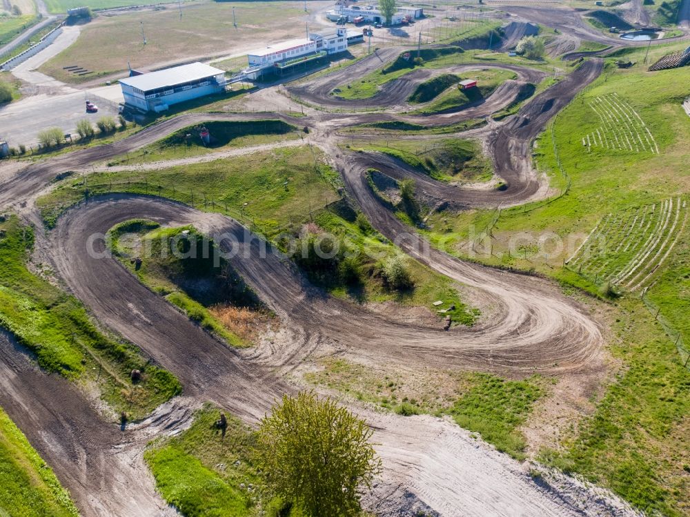 Aerial image Teutschenthal - Motocross race track in Kessel in Teutschenthal in the state Saxony-Anhalt, Germany