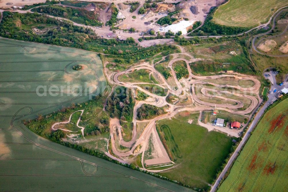 Thale from above - Motocross race track Westerhausen in Thale in the Harz in the state Saxony-Anhalt, Germany