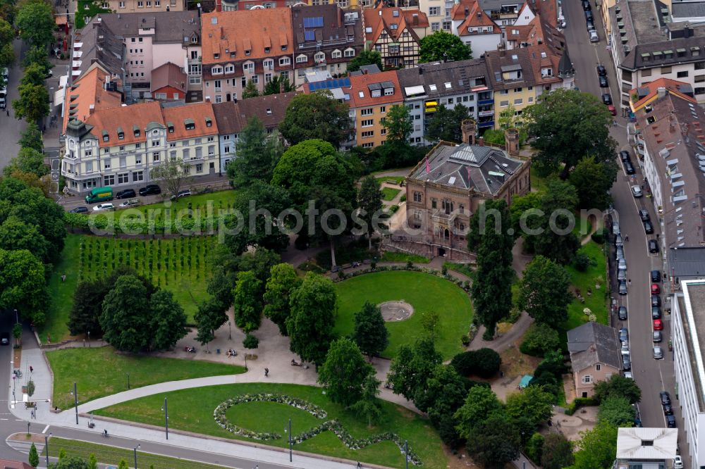 Aerial image Freiburg im Breisgau - Museum and exhibition building ensemble Archaeological Museum Colombischloessle at the Colombipark in the district Altstadt in Freiburg im Breisgau in the state Baden-Wuerttemberg, Germany