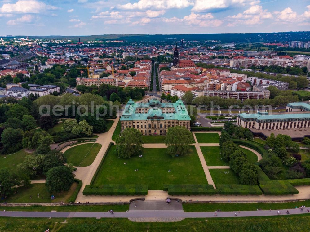 Dresden from the bird's eye view: Museum building ensemble Japanisches Palais in the district Innere Neustadt in Dresden in the state Saxony, Germany