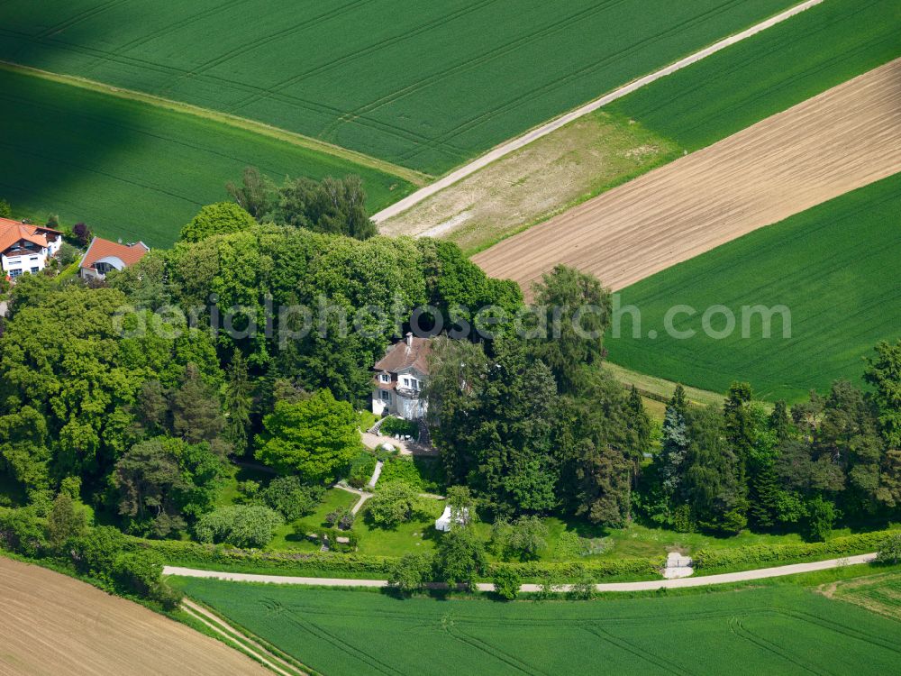 Burgrieden from above - Museum building ensemble Villa Rot on street Schlossweg in Burgrieden in the state Baden-Wuerttemberg, Germany