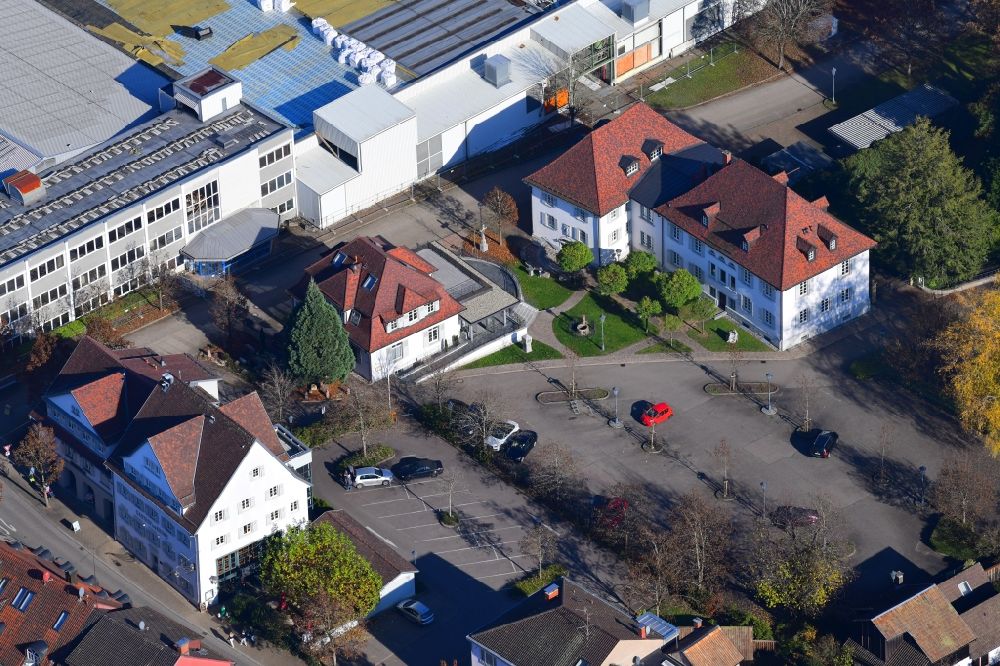 Aerial photograph Wehr - Museum building of Brennet-Textilmuseum, Gasthaus Krone and Cafe Denk-Pause in Wehr in the state Baden-Wuerttemberg, Germany