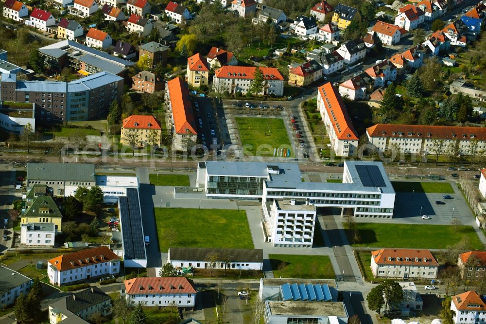 Aerial photograph Dessau - Museum building ensemble Bauhaus Dessau on Gropiusallee in the district Ziebigk in Dessau in the state Saxony-Anhalt, Germany