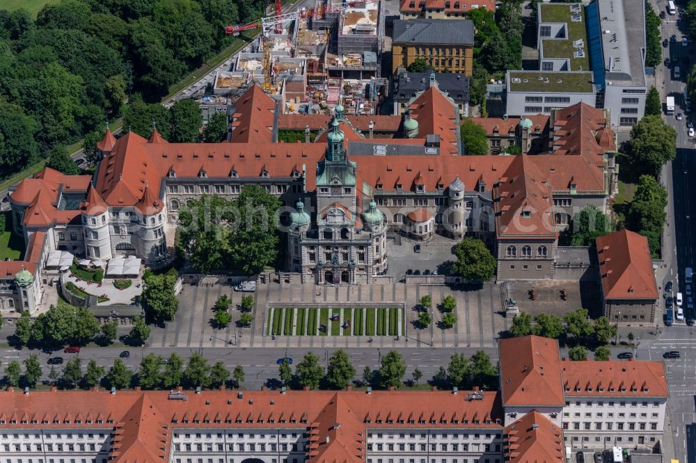 München from the bird's eye view: Museum building ensemble Bavarian National Museum on Prinzregentenstrasse in the district Altstadt-Lehel in Munich in the state Bavaria, Germany