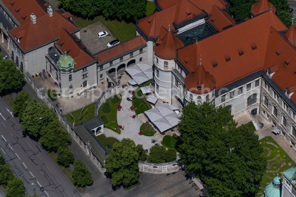 München from the bird's eye view: Museum building ensemble Bavarian National Museum on Prinzregentenstrasse in the district Altstadt-Lehel in Munich in the state Bavaria, Germany