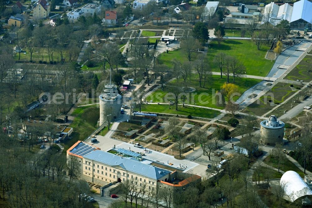 Aerial image Erfurt - Museum building ensemble of the German horticulture museum on the area of the Erfurt Buga 2021 in the district of Bruehlervorstadt in Erfurt in the federal state Thuringia, Germany