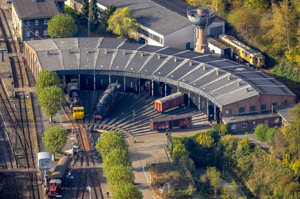 Bochum from the bird's eye view: Museum building ensemble railway museum of Bochum in the district of Dahlhausen in Bochum in the federal state North Rhine-Westphalia