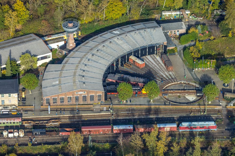 Aerial photograph Bochum - Museum building ensemble railway museum of Bochum in the district of Dahlhausen in Bochum in the federal state North Rhine-Westphalia