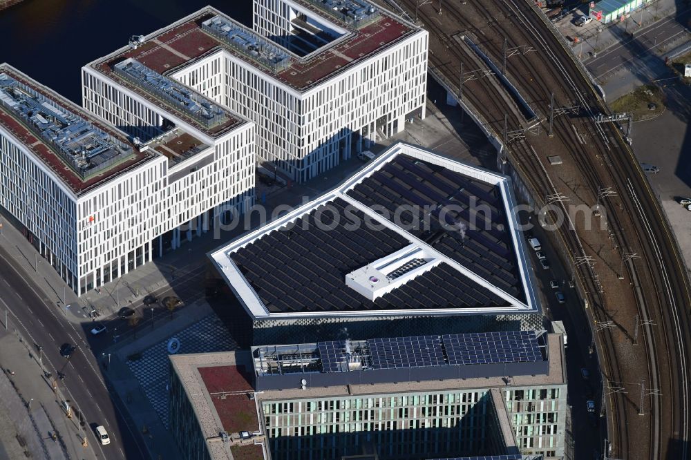 Berlin from above - Museum building ensemble Futurium on Alexanderufer in the district Mitte in Berlin, Germany