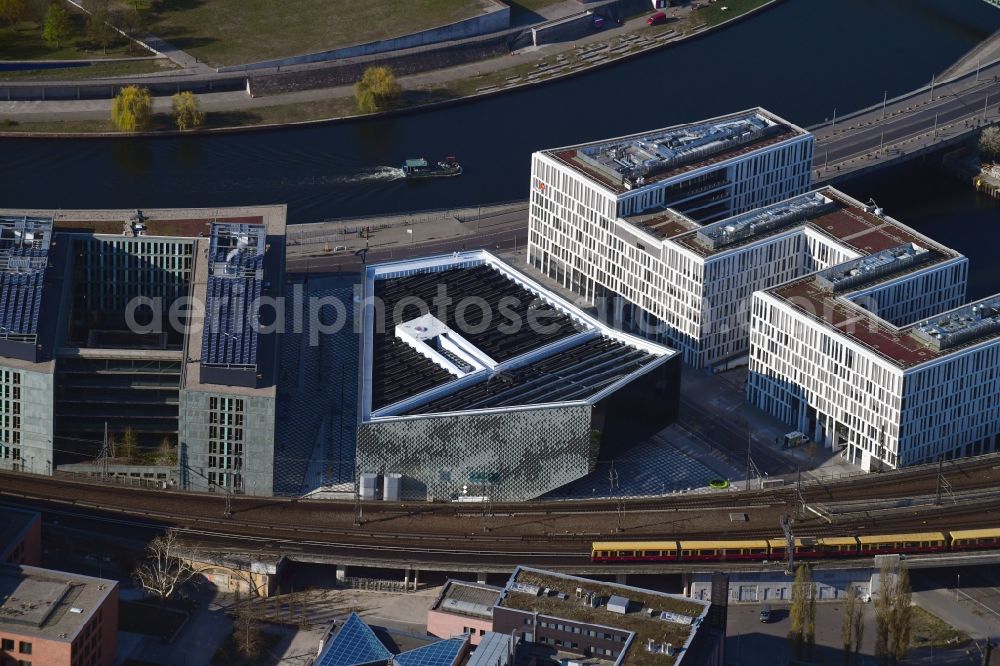 Berlin from the bird's eye view: Museum building ensemble Futurium on Alexanderufer in the district Mitte in Berlin, Germany