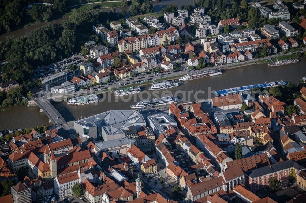 Aerial photograph Regensburg - Museum building ensemble Haus of Bayerischen Geschichte - Museum on Donaumarkt in Regensburg in the state Bavaria, Germany