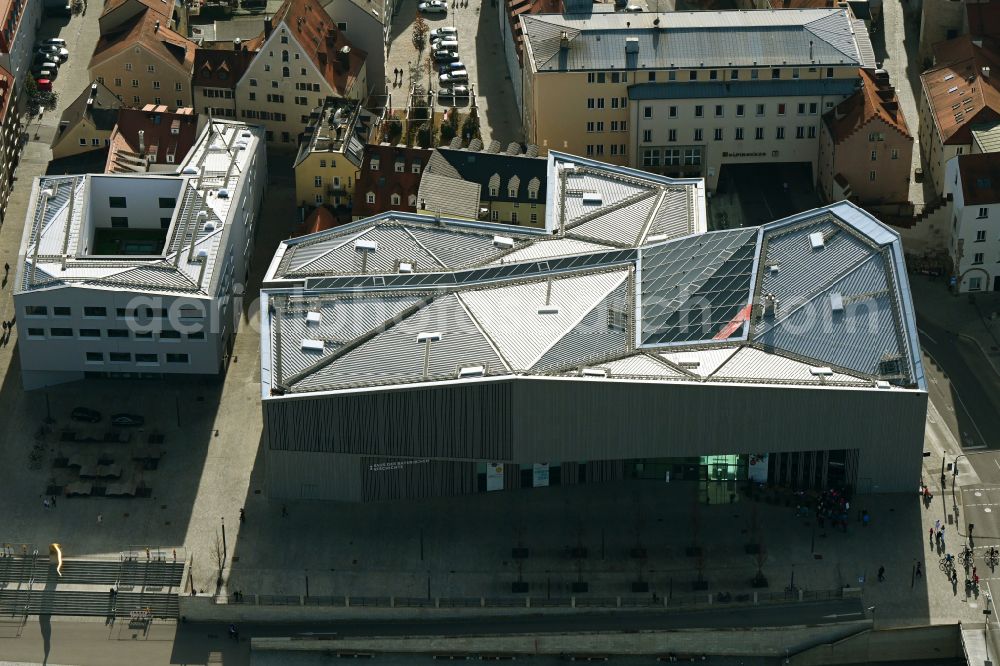 Regensburg from the bird's eye view: Museum building ensemble Haus of Bayerischen Geschichte on Donaumarkt in Regensburg in the state Bavaria, Germany