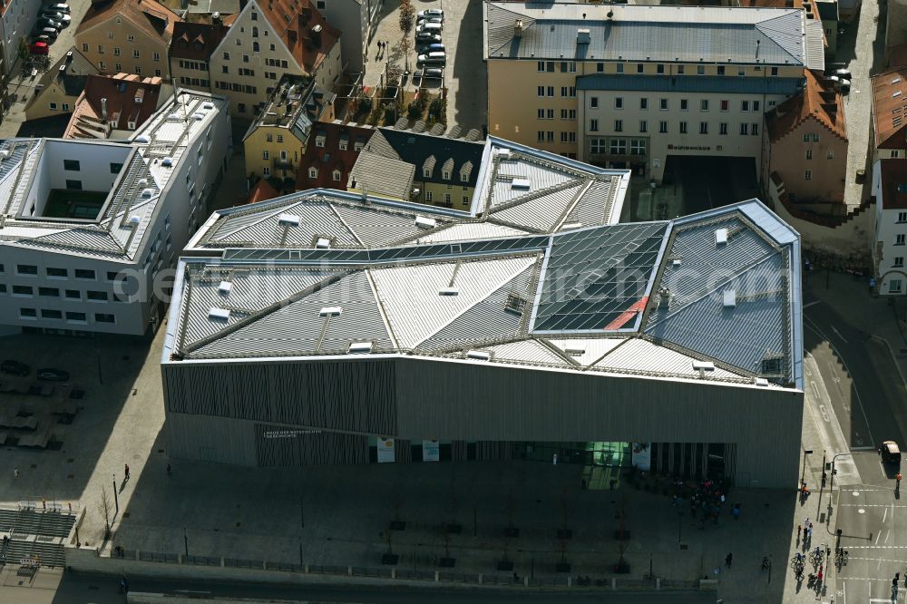 Aerial image Regensburg - Museum building ensemble Haus of Bayerischen Geschichte on Donaumarkt in Regensburg in the state Bavaria, Germany