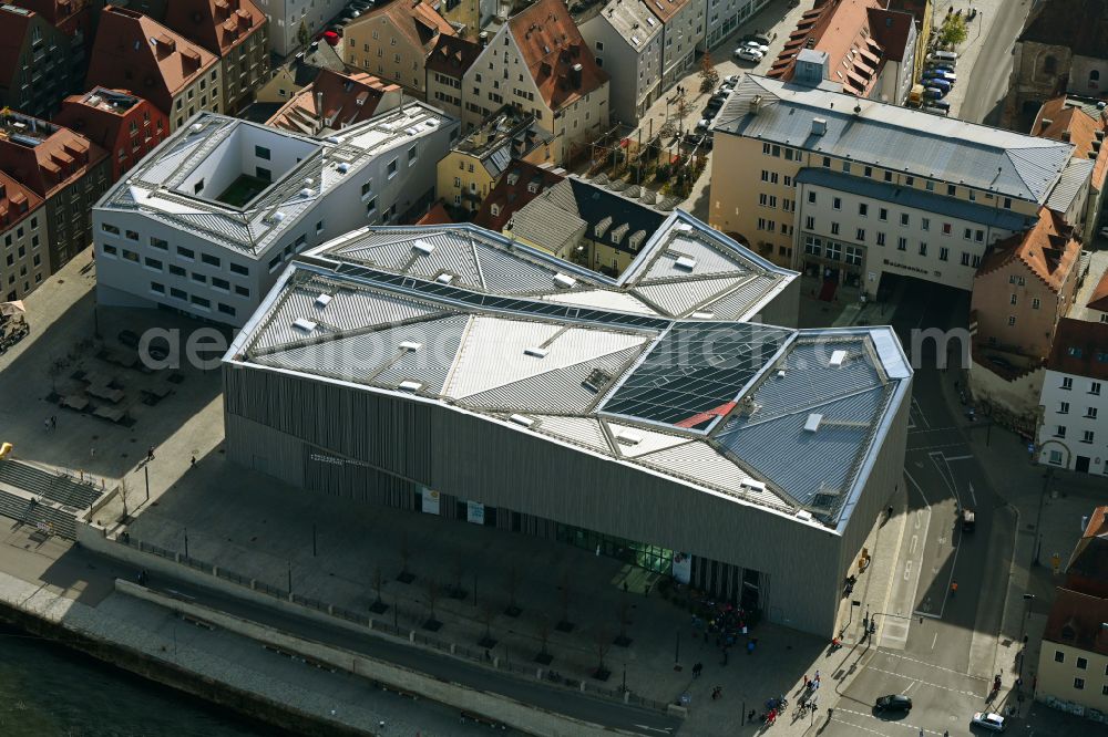 Aerial photograph Regensburg - Museum building ensemble Haus of Bayerischen Geschichte on Donaumarkt in Regensburg in the state Bavaria, Germany