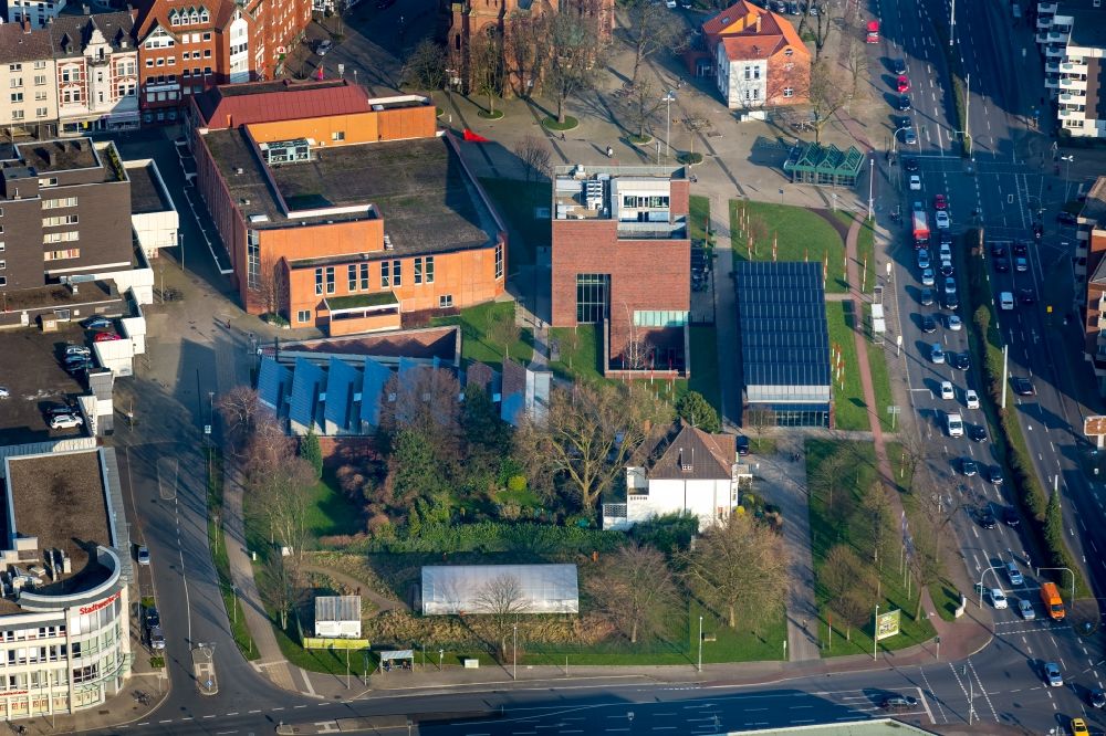 Aerial image Herne - Museum building ensemble Museum of Archaeology in Herne in the state North Rhine-Westphalia