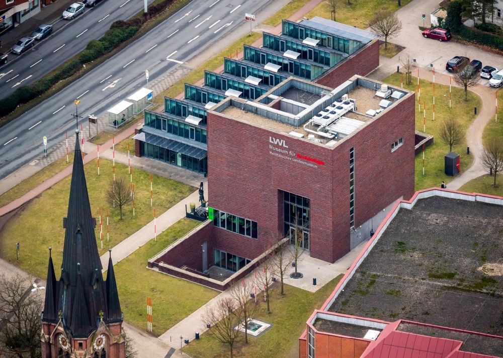 Herne from the bird's eye view: Museum building ensemble Museum of Archaeology in Herne in the state North Rhine-Westphalia