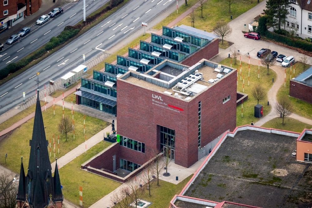 Aerial image Herne - Museum building ensemble Museum of Archaeology in Herne in the state North Rhine-Westphalia
