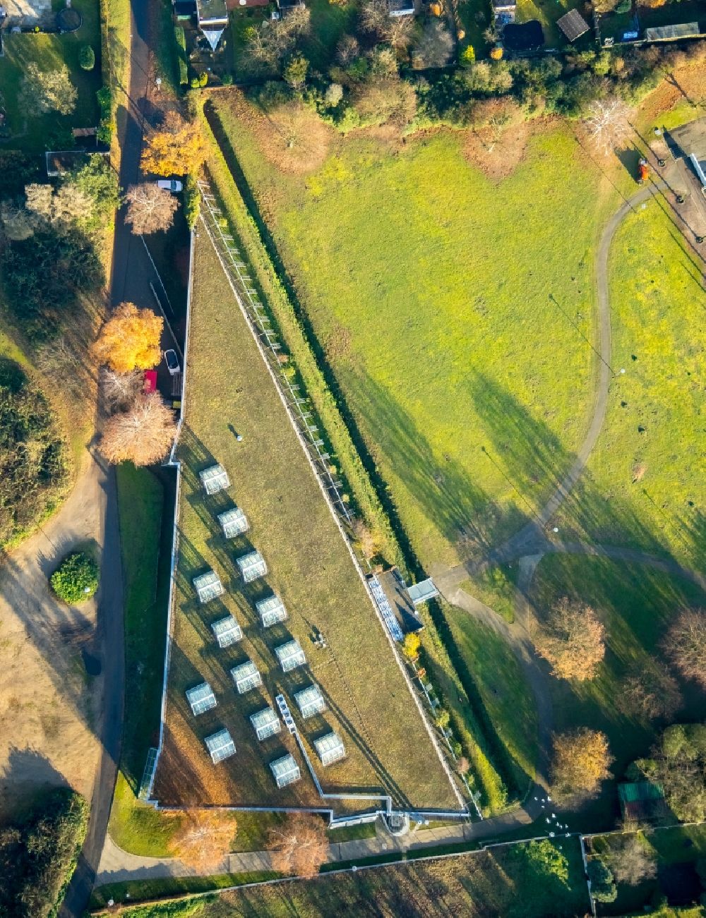 Aerial photograph Haltern am See - Museum building ensemble of LWL Roman Museum in Haltern am See in the state of North Rhine-Westphalia. Here the most important finds from all Roman camps along the lip are issued