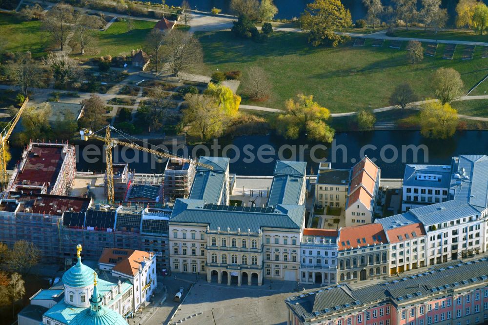 Potsdam from above - Museum building ensemble Museum Barberini on Humboldtstrasse in the district Northern Downtown in Potsdam in the state Brandenburg, Germany