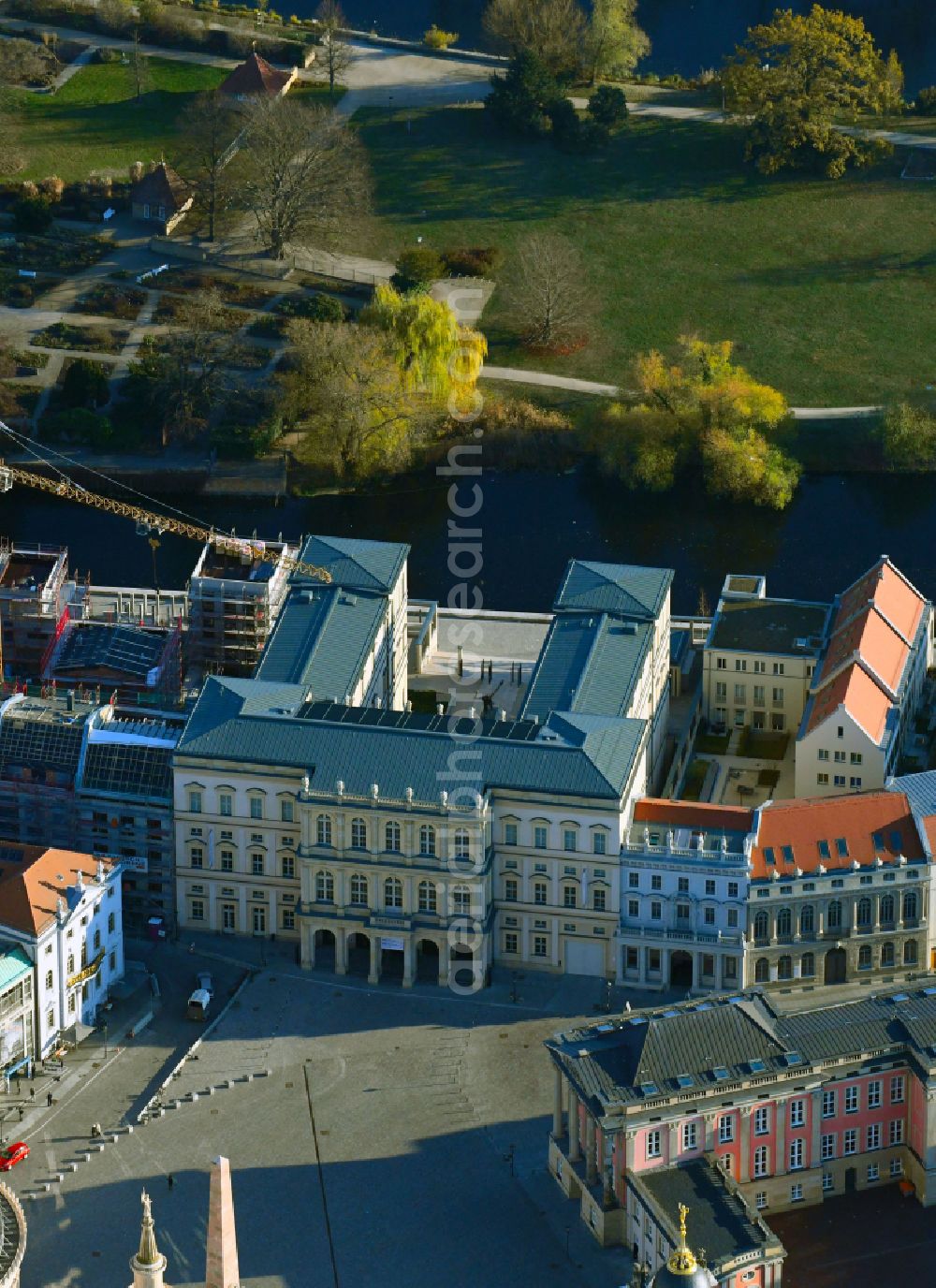 Potsdam from the bird's eye view: Museum building ensemble Museum Barberini on Humboldtstrasse in the district Northern Downtown in Potsdam in the state Brandenburg, Germany