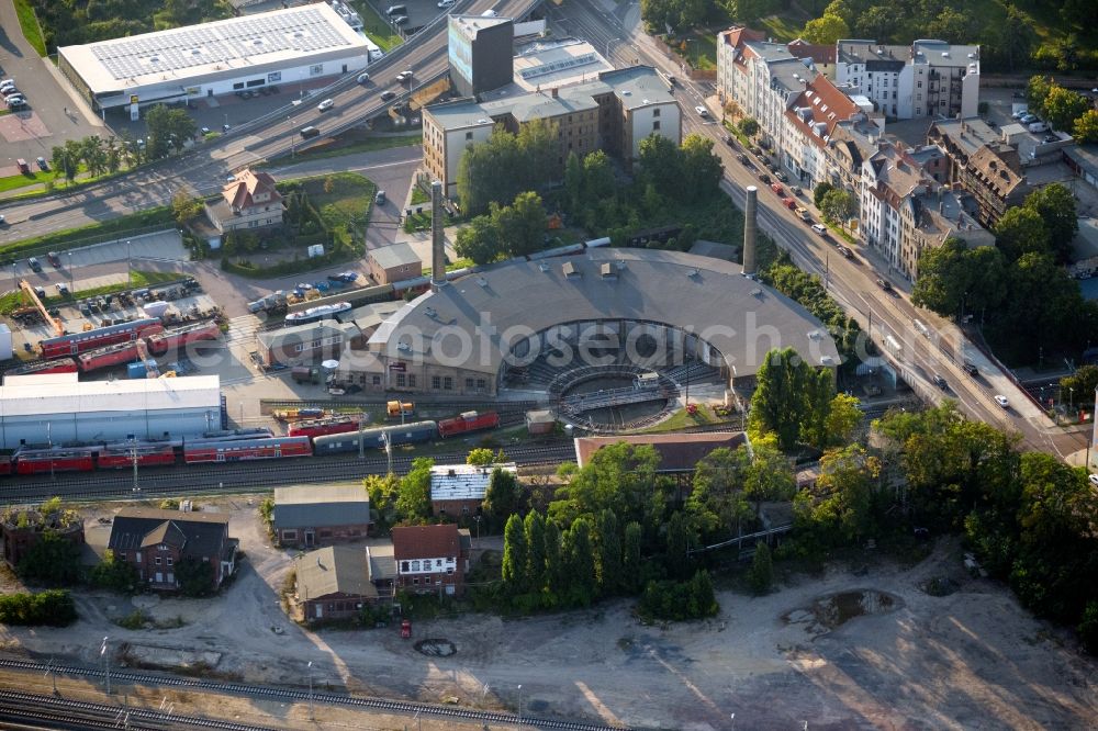 Halle (Saale) from above - Museum building ensemble of DB Museum on Volkmannstrasse in the district Gebiet der Doktor in Halle (Saale) in the state Saxony-Anhalt, Germany