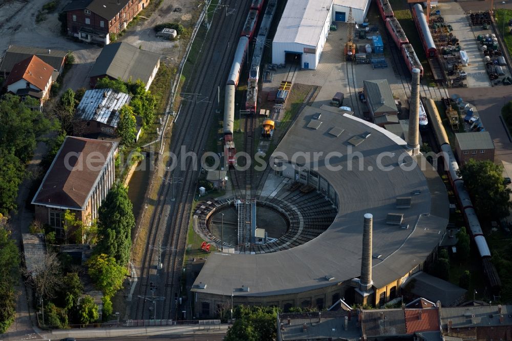 Aerial image Halle (Saale) - Museum building ensemble of DB Museum on Volkmannstrasse in the district Gebiet der Doktor in Halle (Saale) in the state Saxony-Anhalt, Germany