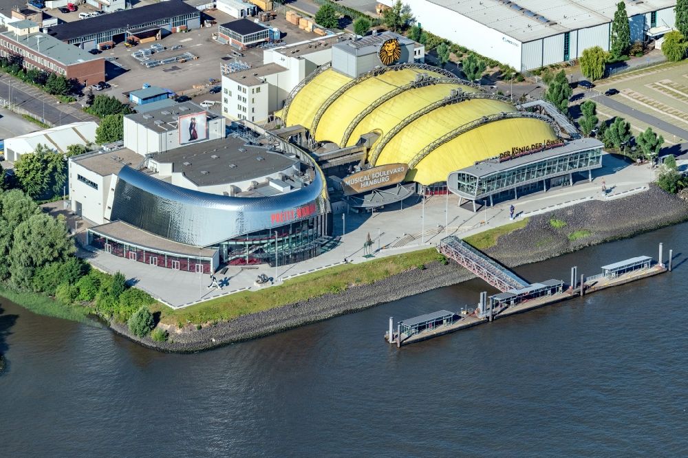Hamburg from above - Musical Theatre of Stage entertainment on the banks of the Elbe in Hamburg Steinwerder