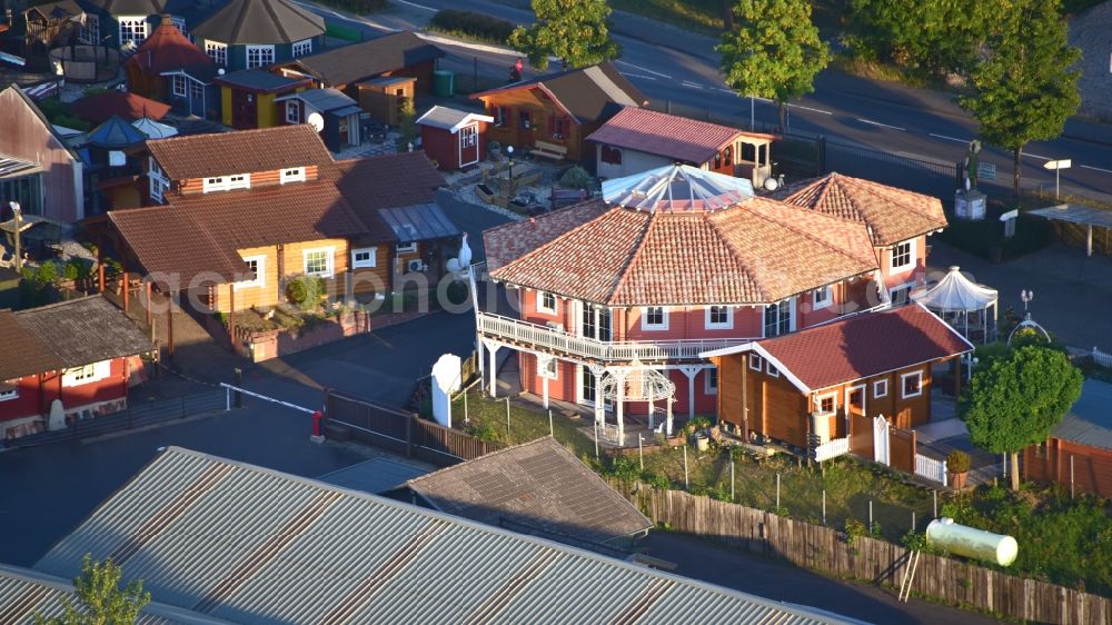 Aerial photograph Kircheib - Residential area model home park- single-family house- settlement of Steinhauer Holzhaus GmbH on street Hauptstrasse in Kircheib in the state Rhineland-Palatinate, Germany