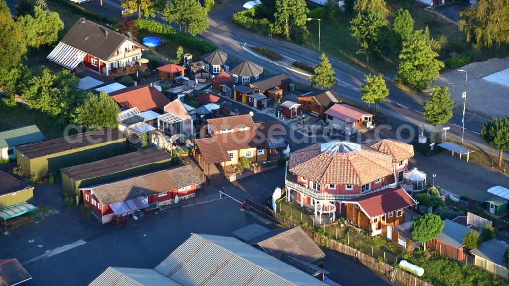 Kircheib from the bird's eye view: Residential area model home park- single-family house- settlement of Steinhauer Holzhaus GmbH on street Hauptstrasse in Kircheib in the state Rhineland-Palatinate, Germany