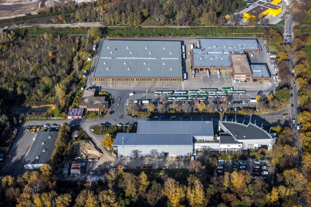 Gelsenkirchen from above - Depot of the Municipal Transport Company BOGESTRA AG on Exterbruch in Gelsenkirchen in the state North Rhine-Westphalia, Germany