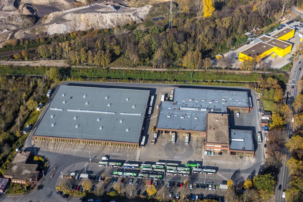 Gelsenkirchen from the bird's eye view: Depot of the Municipal Transport Company BOGESTRA AG on Exterbruch in Gelsenkirchen in the state North Rhine-Westphalia, Germany