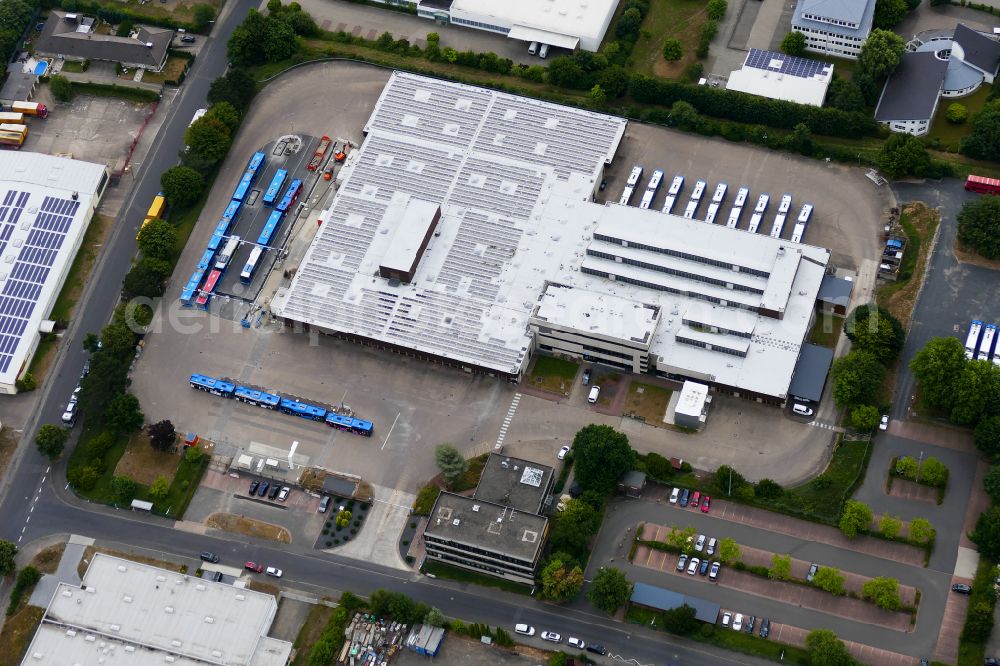 Göttingen from the bird's eye view: Depot of the Municipal Transport Company Goevb in Goettingen in the state Lower Saxony, Germany