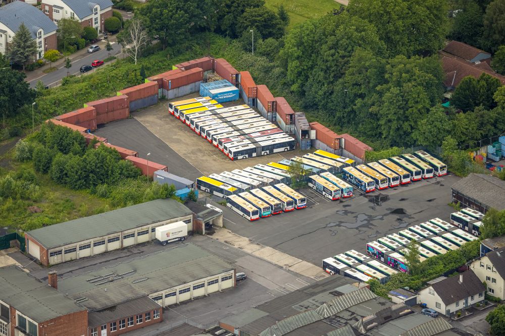 Aerial image Hamm - Depot of the Municipal Transport Company on Hellweg in Hamm at Ruhrgebiet in the state North Rhine-Westphalia, Germany