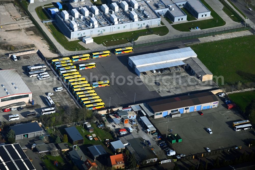 Aerial image Leipzig - Depot of the Municipal Transport Company on Plautstrasse - Ernst-Keil-Strasse in the district Neulindenau in Leipzig in the state Saxony, Germany