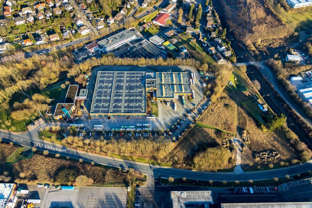 Ennepetal from the bird's eye view: Depot of the Municipal Transport Company Verkehrsgesellschaft Ennepe-Ruhr mbH on Wuppermannshof in Ennepetal in the state North Rhine-Westphalia, Germany