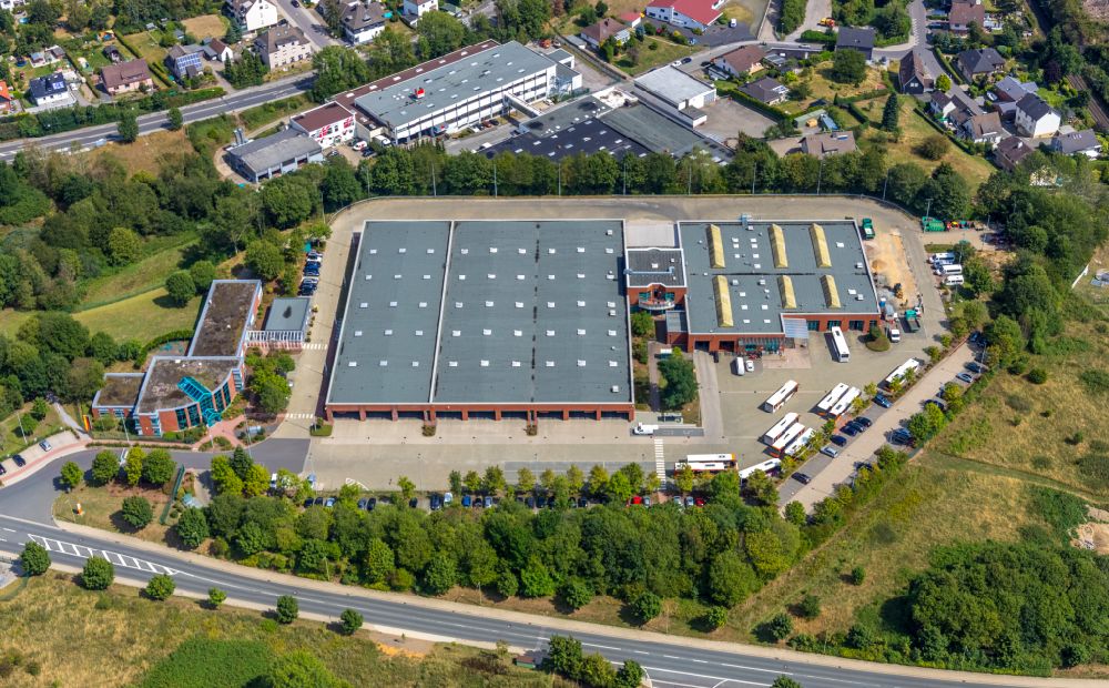 Aerial image Ennepetal - Depot of the Municipal Transport Company Verkehrsgesellschaft Ennepe-Ruhr mbH on Wuppermannshof in Ennepetal in the state North Rhine-Westphalia, Germany