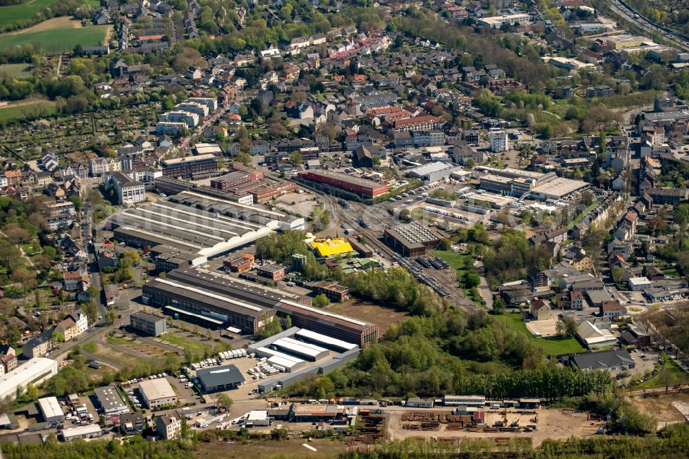 Aerial photograph Bochum - Tram depot of the Municipal Transport Company of Bogestra AG in the district Riemke in Bochum in the state North Rhine-Westphalia, Germany