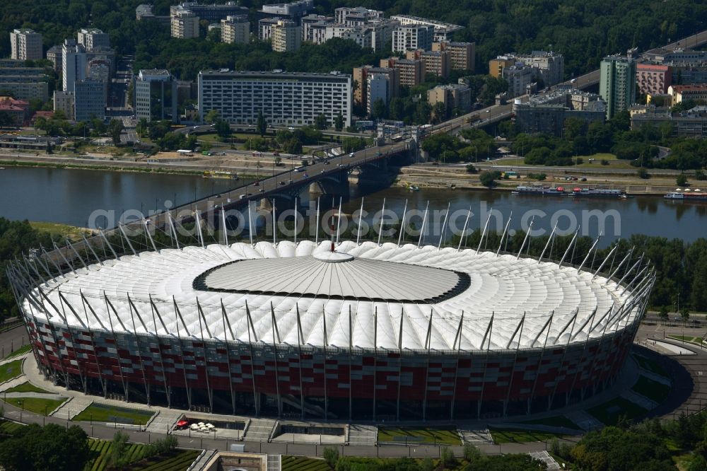 Warschau from above - The new built stadium National Stadium in Warsaw bevore opening EM 2012 in Poland
