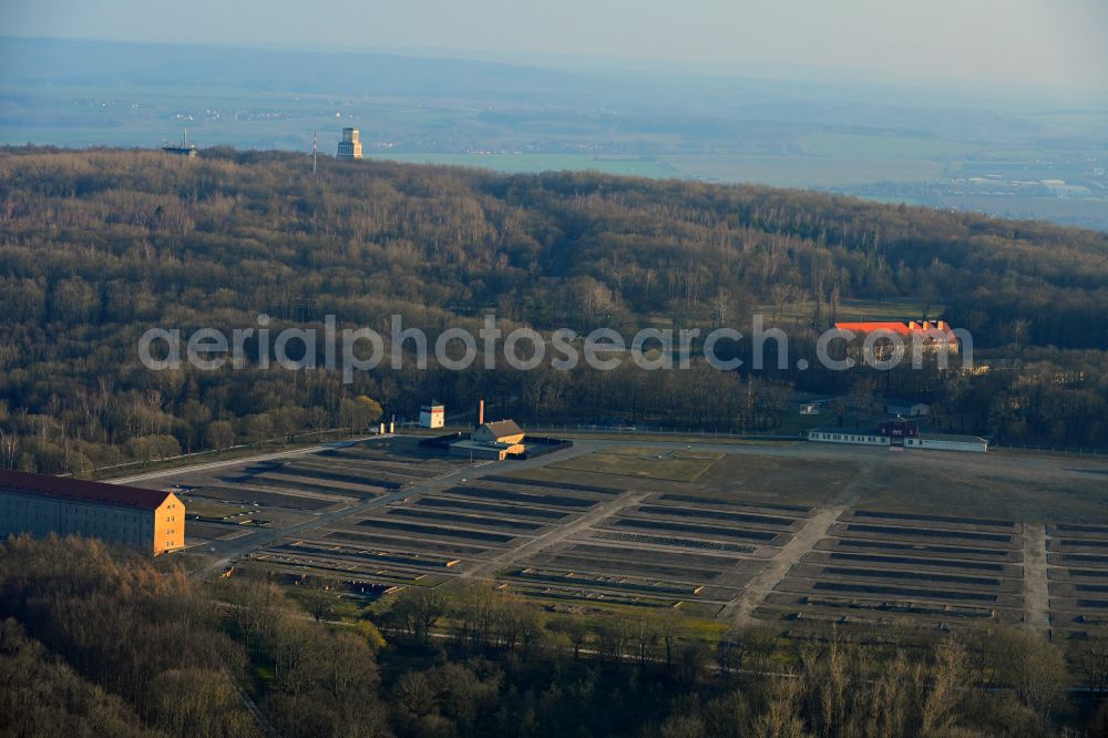 Weimar from the bird's eye view: Sight of the historical monument of the National Memorial of the GDR Buchenwald in the district Ettersberg in Weimar in the state Thuringia, Germany