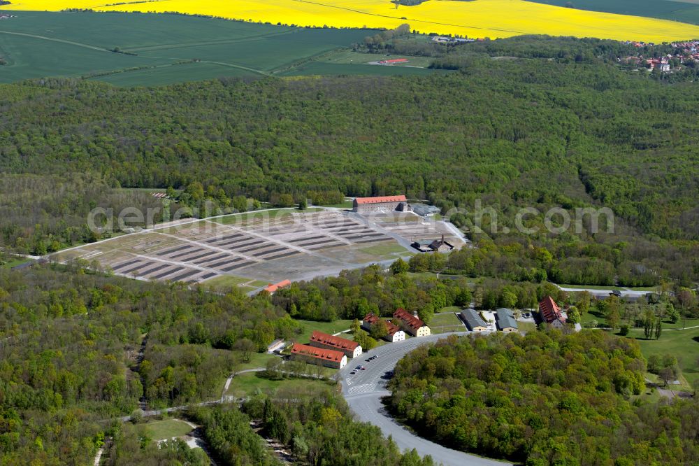 Weimar from the bird's eye view: Sight of the historical monument of the National Memorial of the GDR Buchenwald in the district Ettersberg in Weimar in the state Thuringia, Germany